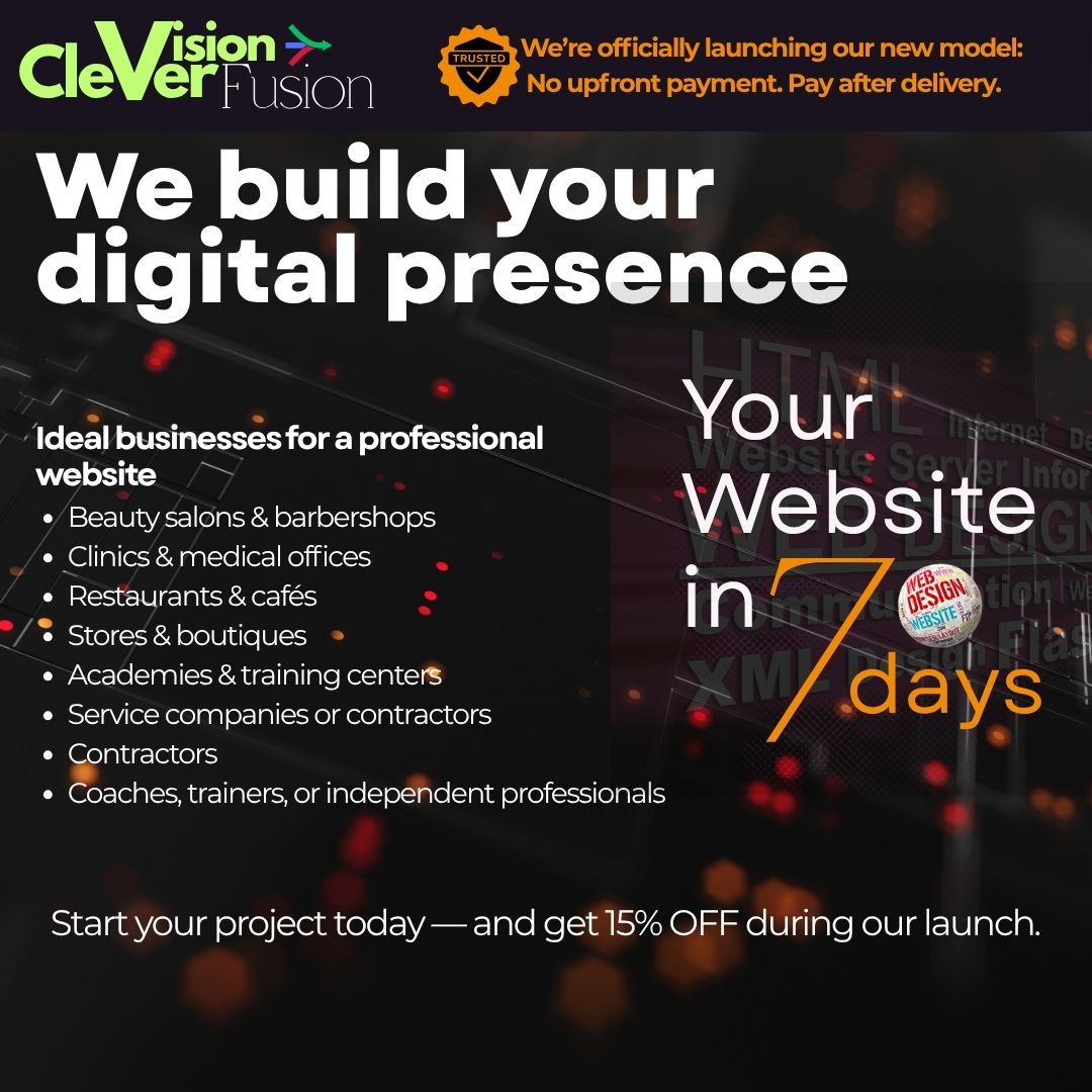 We build your digital presence. 15% OFF launch offer. Your website in 7 days.