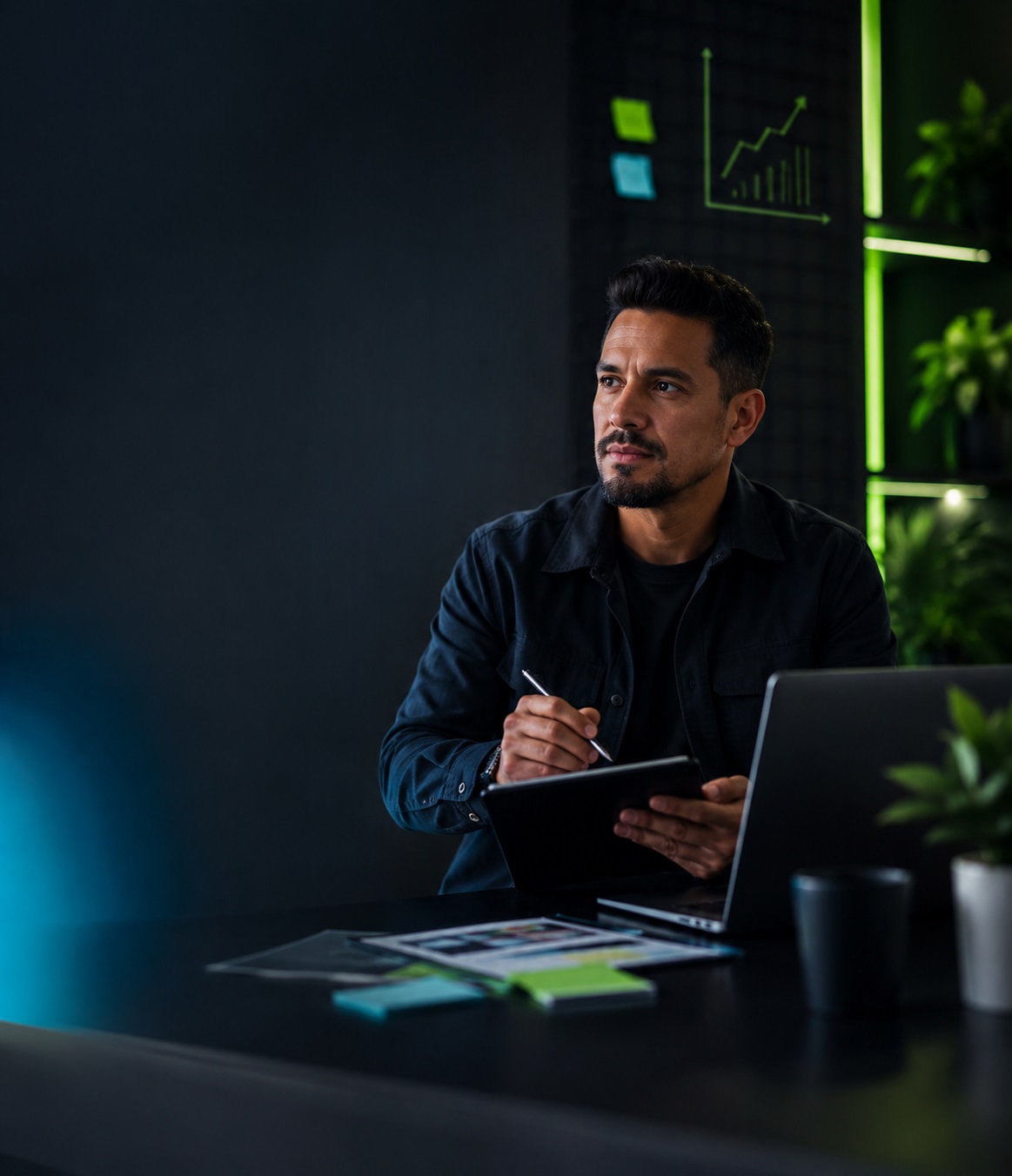 Emprendedor aplicando herramientas y estrategias durante un entrenamiento práctico