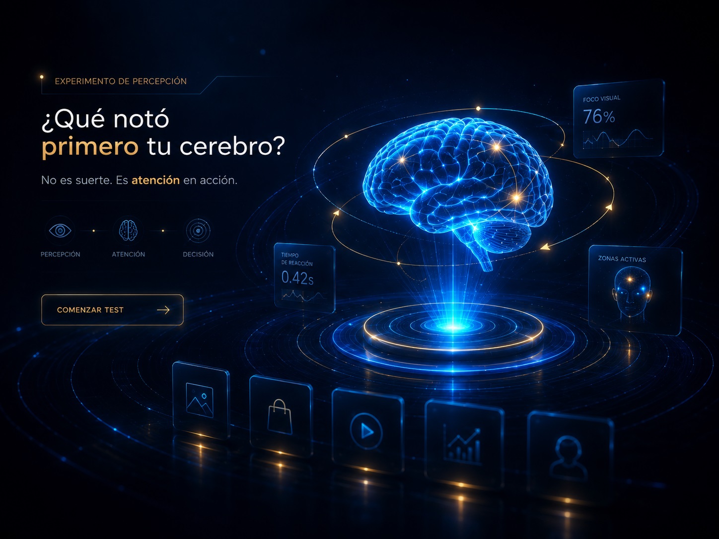 Laboratorio visual de percepción para identificar qué elemento captura primero la atención
