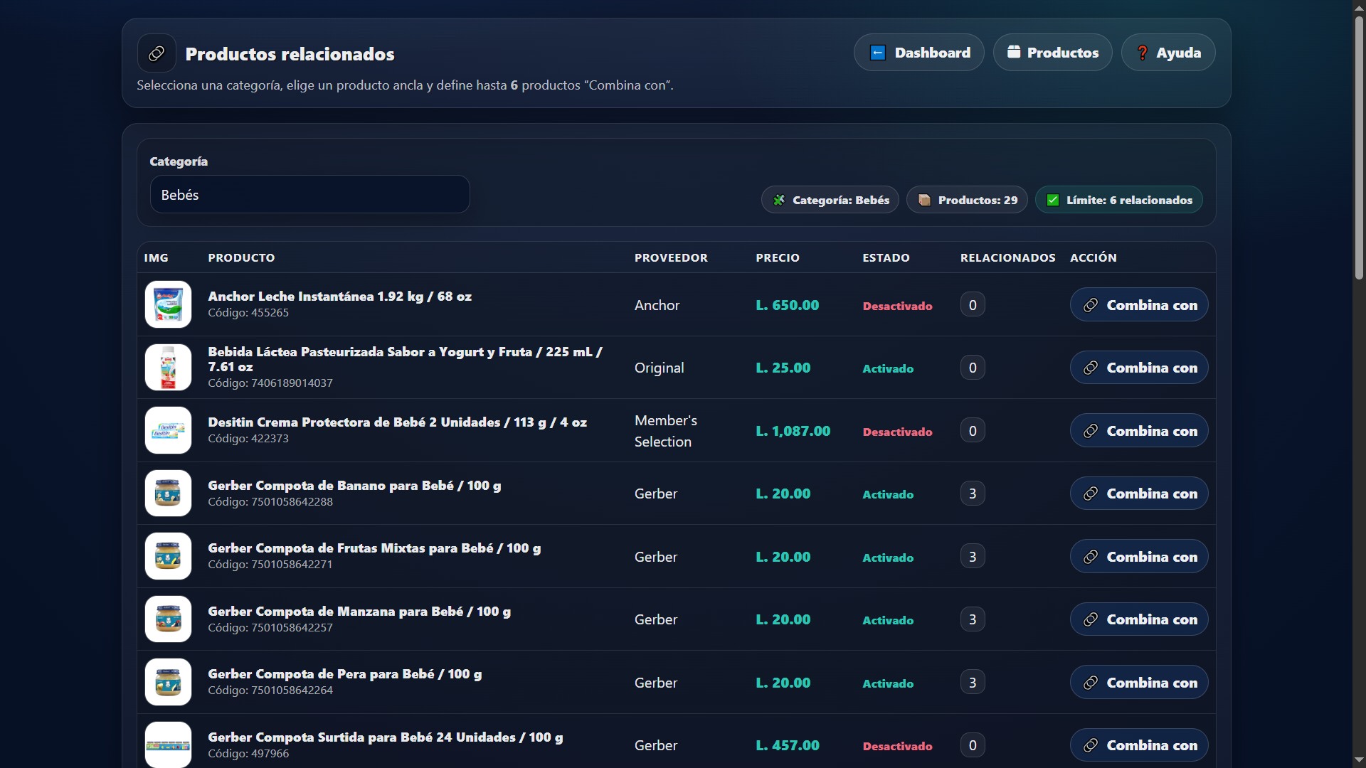 Productos relacionados en Commerza
